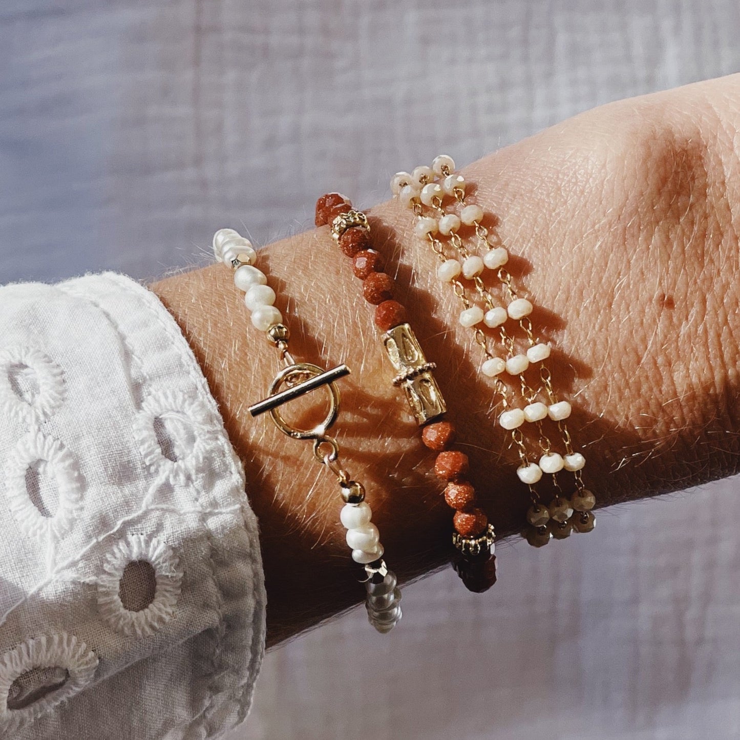 Bracelet marron doré