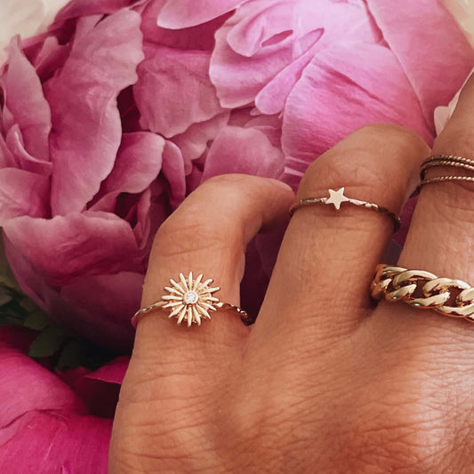 Bague or et zirconium 