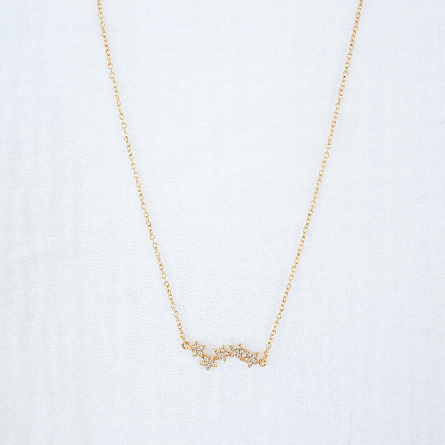 Collier Stella avec étoiles en plaqué or et zirconium 