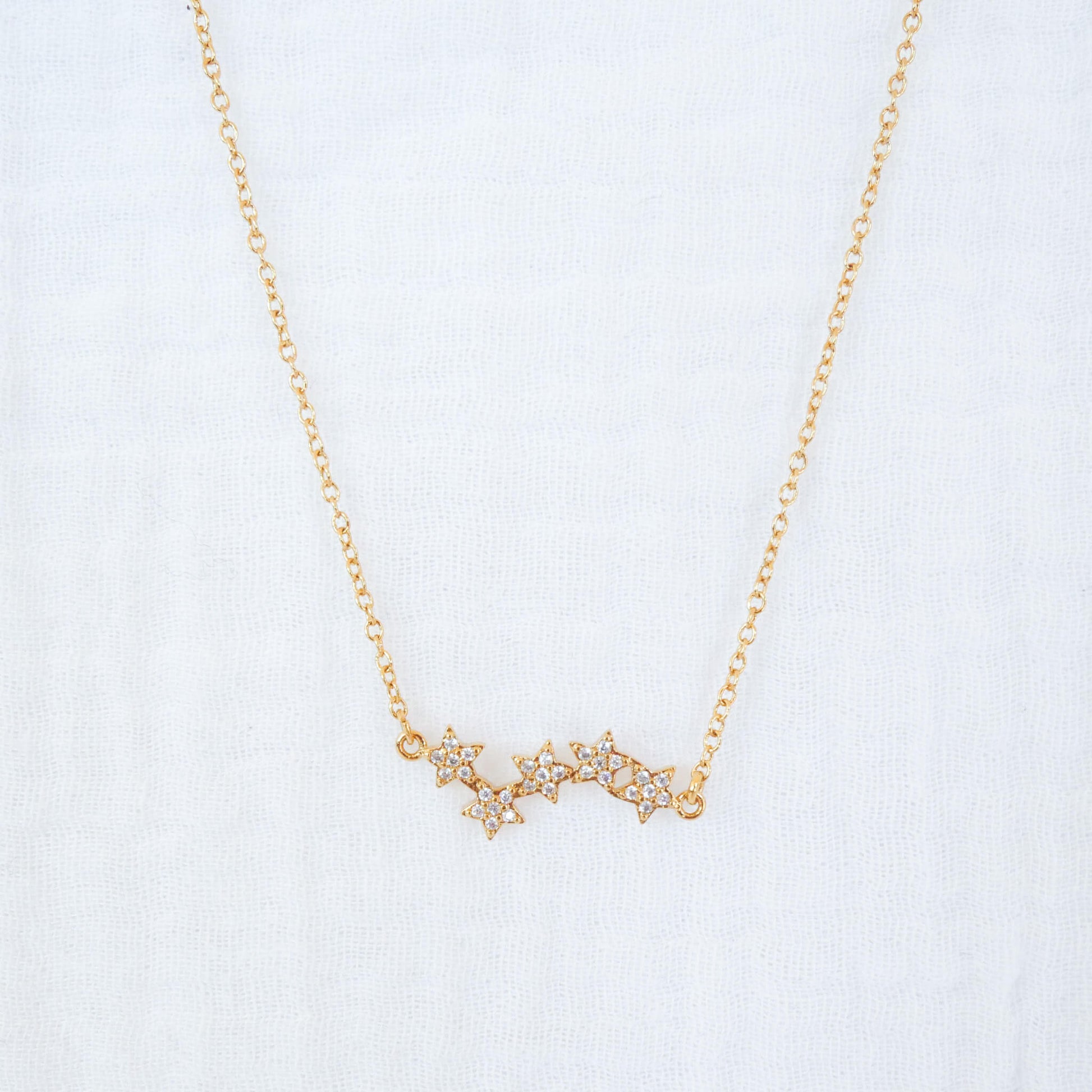 Collier Stella avec étoiles en plaqué or et zirconium 