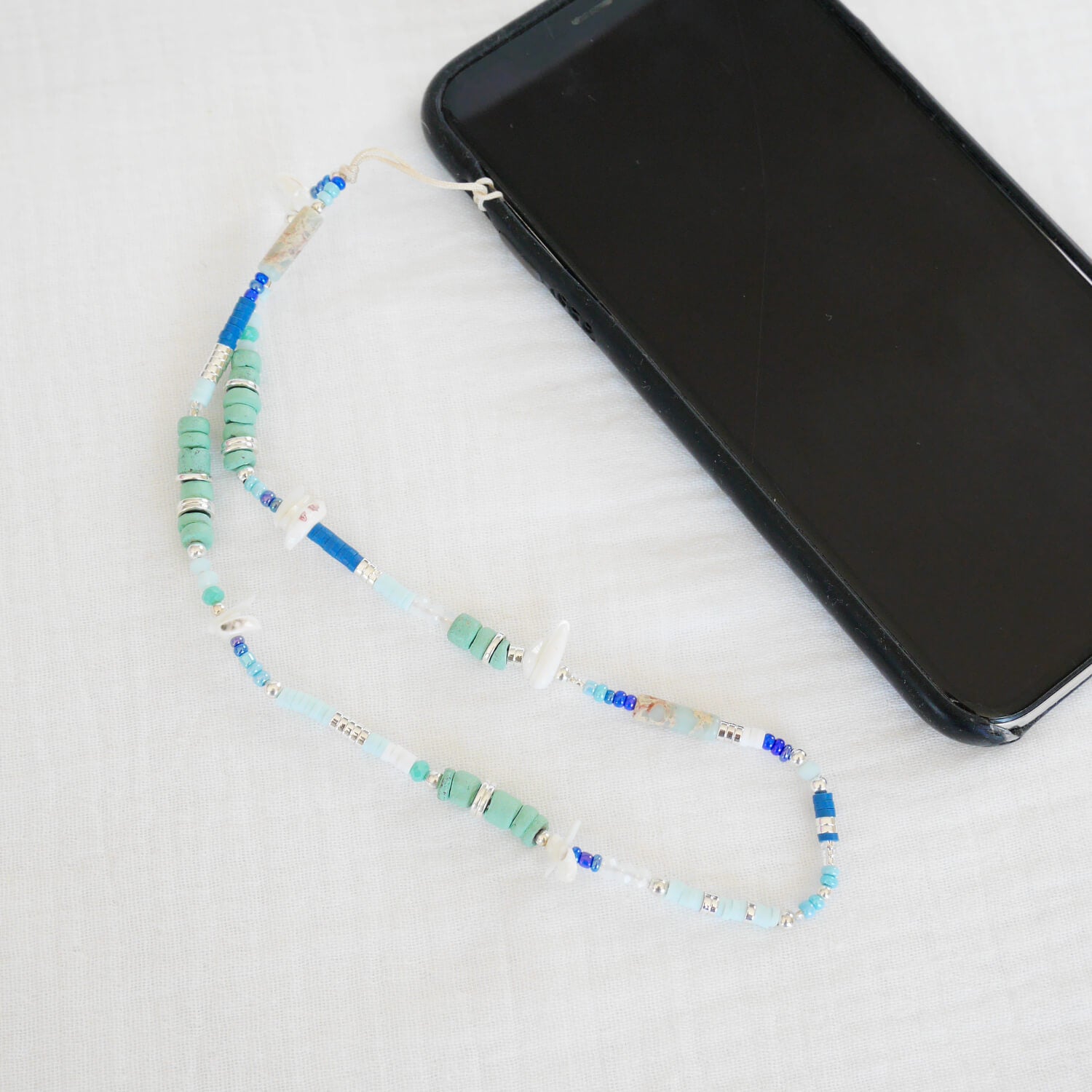 Bijou de téléphone Bleu et argent